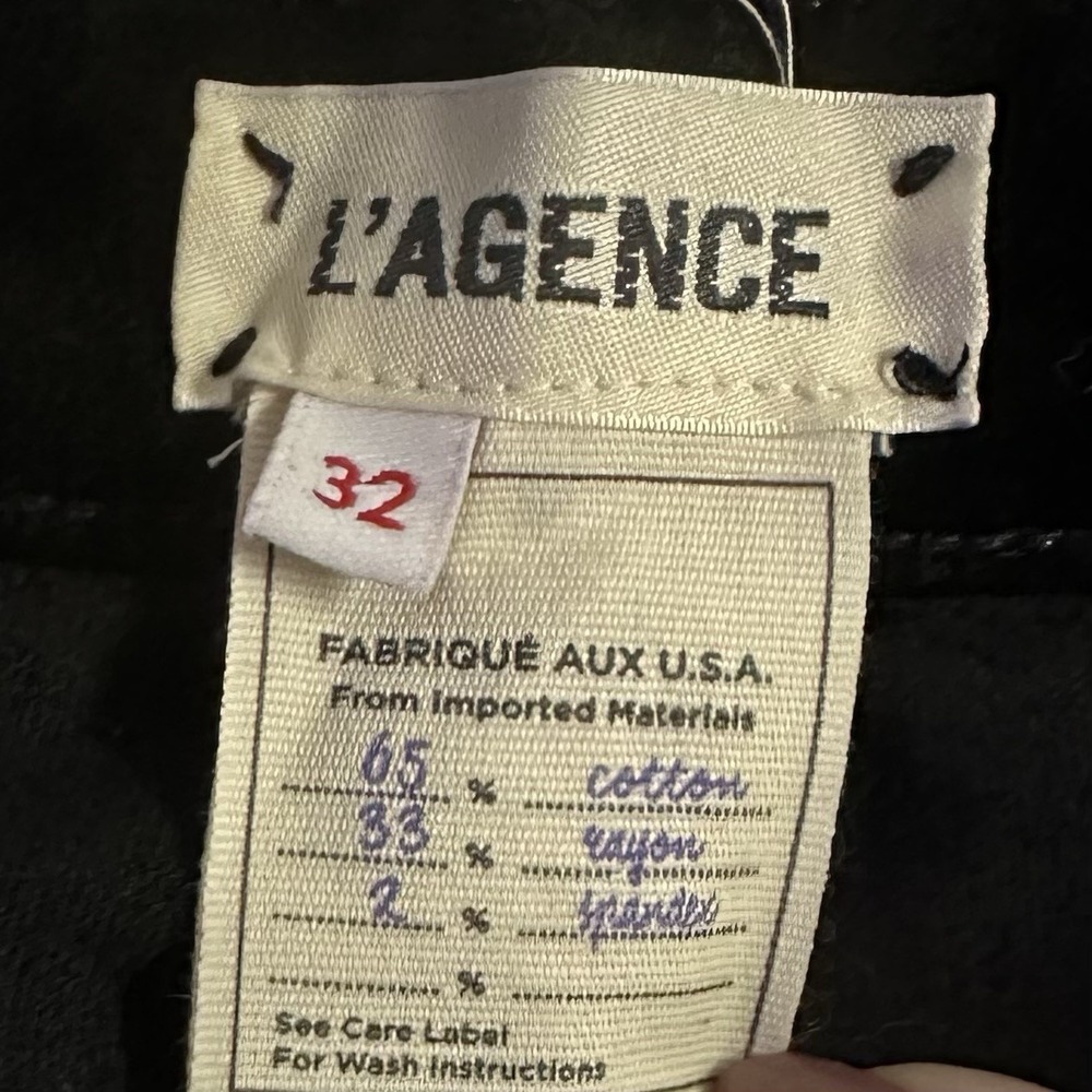 L'AGENCE Marguerite Velvet High Rise‎ 32 Jean Stretch Skinny Noir Black US - Picture 6 of 6